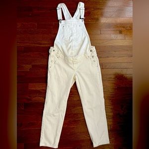 &Denim by H&M White Maternity Overall Jeans - Like-new Medium